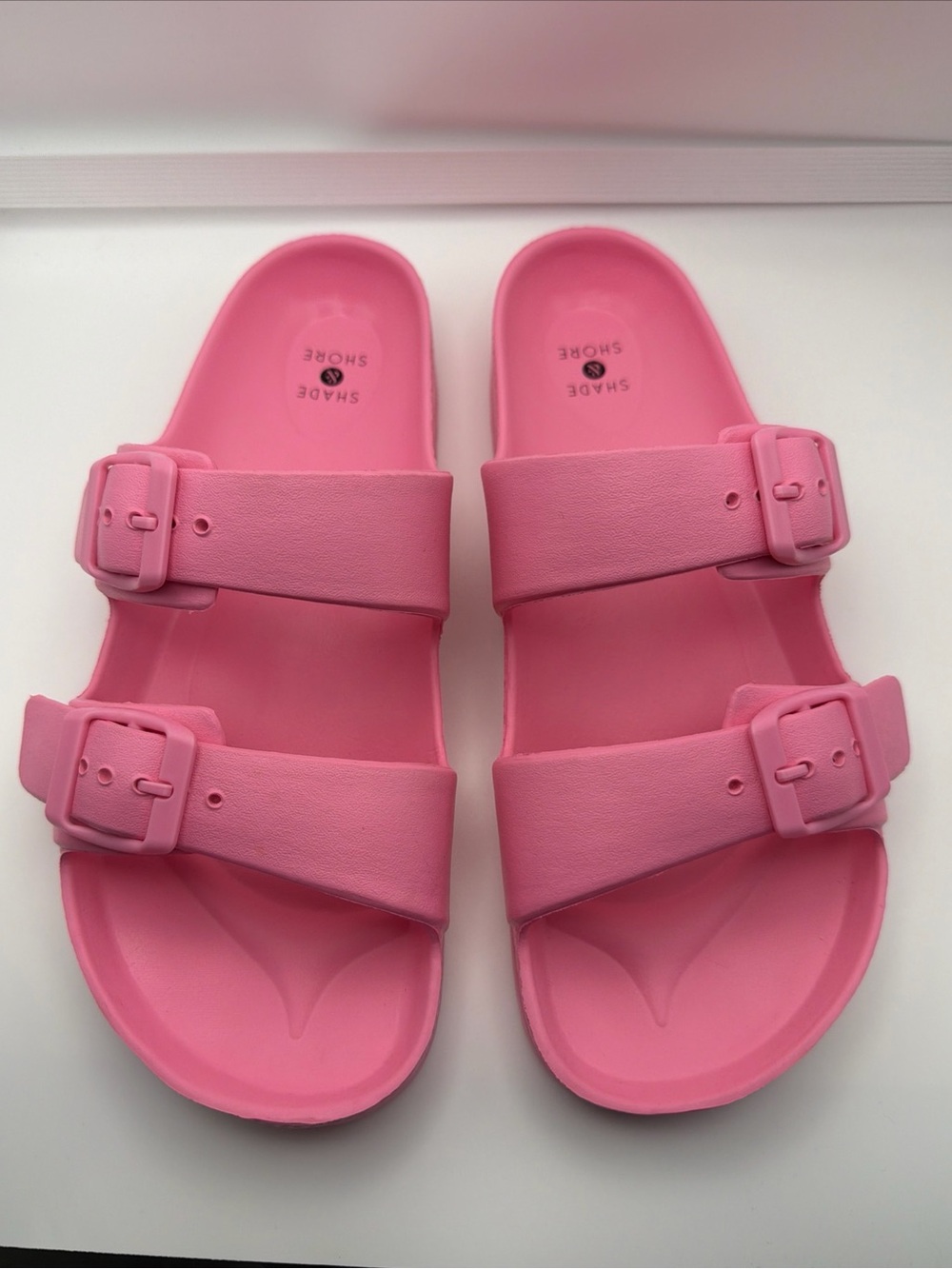 Shade & Shore Neida EVA Two Band Slide Sandals Pink Women's Size 8 NWOT